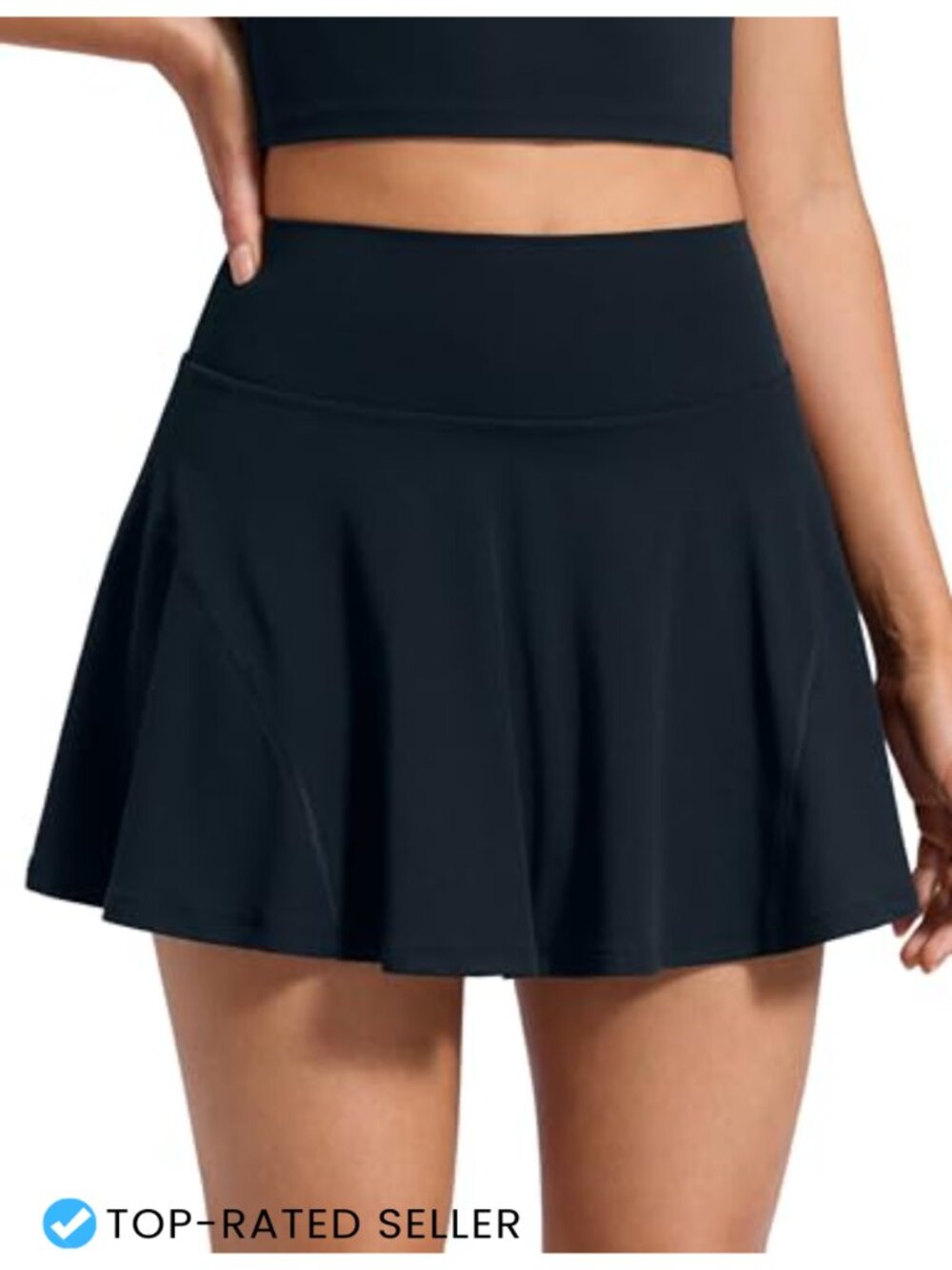 CRZ YOGA Softretch Flowy Pleated Tennis Skorts with Built-in Shorts